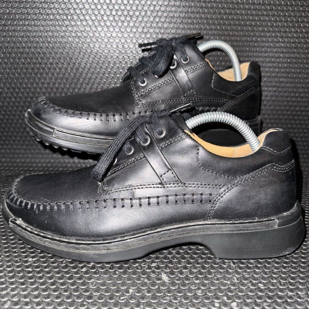 Ecco Fusion Moc Toe Oxford Black Leather Shoes Sneakers Mens Size 7 (41)